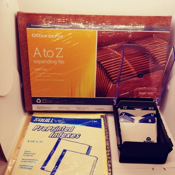 Office Supplies - Expanding A-ZFile , Alphabet Gold Tab Index & A-Z File Box NEW - Picture 2 of 12